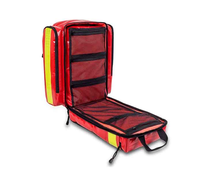 Botiquín mochila de rescate para emergencias Tarpaulin rojo compartimentos de rejilla